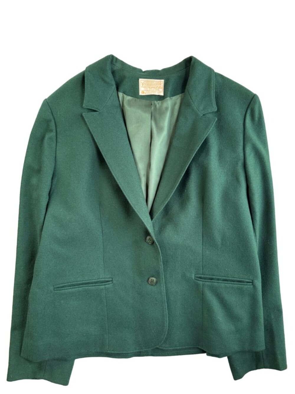 Vintage Pendleton Green Virgin Wool Woman's Jacket Single Breasted Like New Sz L